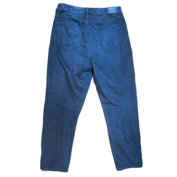 American Eagle Women Jeans Black Straight Leg Distressed Ripped Pockets Size 10 - Picture 4 of 6